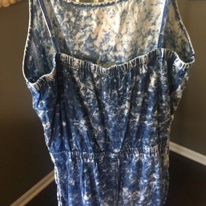 Blue and white tye dye romper